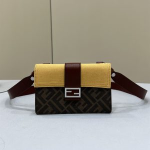 Baguette Pouch Brown fabric bag - FB031