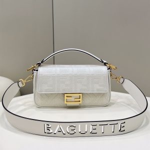 Baguette White FF canvas bag - FB023