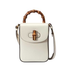 Bamboo mini handbag White leather - GB045