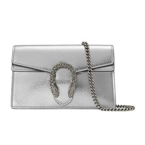 Dionysus super mini bag Silver lamé leather - GB047