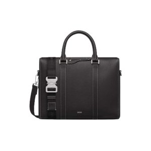 Dior Lingot Briefcase Black Grained Calfskin - DB017