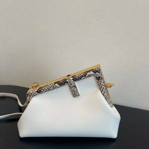 Fendi First Small White leather bag with exotic details - FB015