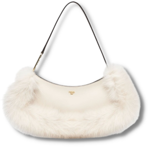 Fendi O’Lock Swing Camellia leather fox fur pouch - FB014