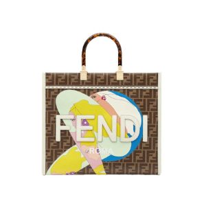 Fendi Sunshine Medium FF glazed fabric shopper with inlay - FB026