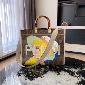 Fendi Sunshine Medium FF glazed fabric shopper with inlay - FB026