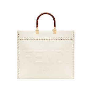 Fendi Sunshine Medium White leather shopper Bag - FB007