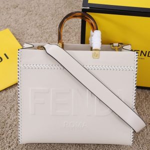 Fendi Sunshine Medium White leather shopper Bag - FB007