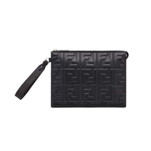 Flat Pouch Black nappa leather pouch - FB029