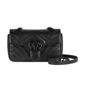 GG Marmont matelassé mini bag Black leather - GB054