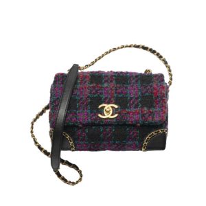 Mini Flap Bag Wool Tweed, Calfskin & Gold-Tone Metal - CB003