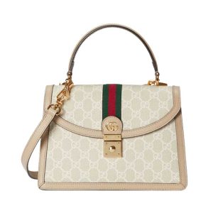 Ophidia small GG top handle bag Beige and white - GB055