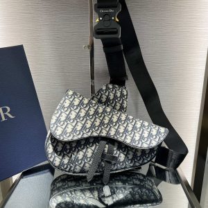 Saddle bag Beige and Black Dior Oblique Jacquard - DB012