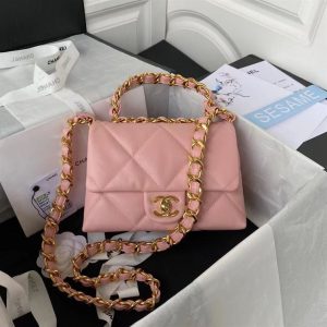 Small Flap Bag Lambskin & Gold-Tone Metal Light Pink - CB012