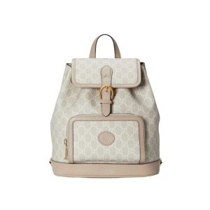 Backpack with Interlocking G Beige and white - GB070