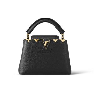Capucines Mini handbag Black Taurillon leather Monogram Flowers - LB037