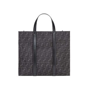 Shopper FF jacquard fabric bag black - FB040