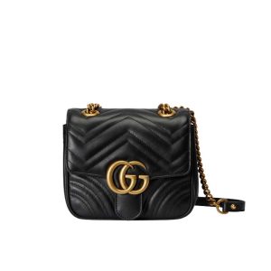 GG Marmont Matelassé mini tote bag Black chevron leather - GB148