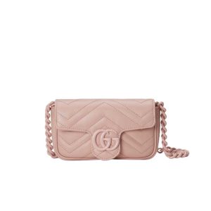 GG Marmont belt bag Light pink chevron matelassé leather - GB154