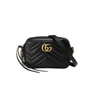 GG Marmont mini shoulder bag Black matelassé chevron leather - GB146