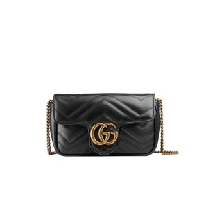 GG Marmont super mini bag Black matelassé chevron leather - GB163