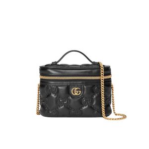 GG Matelassé top handle mini bag Black leather - GB132
