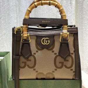 Gucci Diana jumbo GG mini tote bag Brown leather trim - GB172