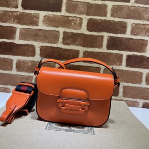 Gucci Horsebit 1955 small shoulder bag Orange leather - GB127