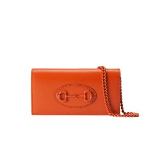 Gucci Horsebit 1955 wallet with chain Orange leather - GB0143