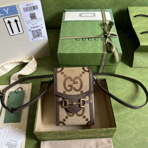 Jumbo GG mini bag Camel and ebony jumbo GG canvas - GB107