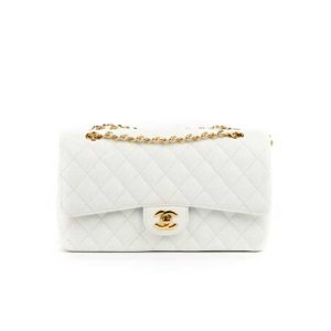 Chanel Classic Quilted Medium Double Flap Ivory Caviar - CB039