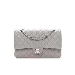 Chanel Lambskin Quilted Small Double Flap Grey - CB029