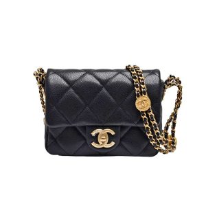 Chanel Mini Flap Bag Black Shiny Calfskin Gold-Tone Metal - CB046
