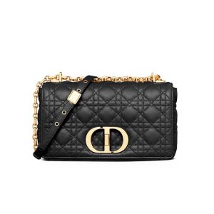 Medium Dior Caro Bag Black Supple Cannage Calfskin - DB068