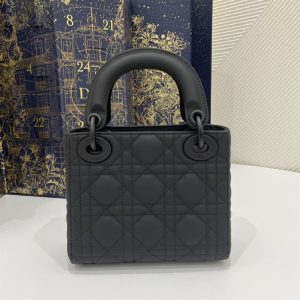 Mini Lady Dior Bag Black Ultramatte Cannage Calfskin - DB051