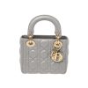 Mini Lady Dior Bag Grey Cannage Leather Gold Hardware - DB058Mini Lady Dior Bag Grey Cannage Leather Gold Hardware - DB058