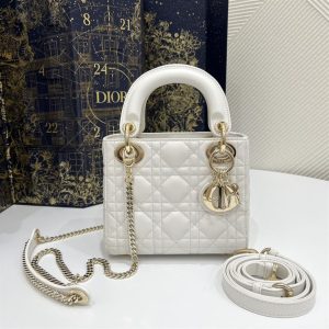 Mini Lady Dior Bag Latte Cannage Lambskin Gold Hardware - DB057
