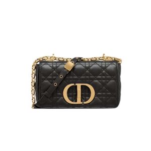 Small Dior Caro Bag Black Supple Cannage Calfskin - DB064