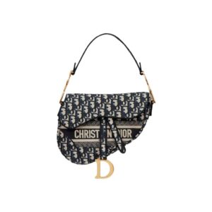 Saddle Bag Blue Dior Oblique Embroidery - DB075