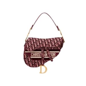 Saddle Bag Burgundy Dior Oblique Embroidered Velvet - DB077
