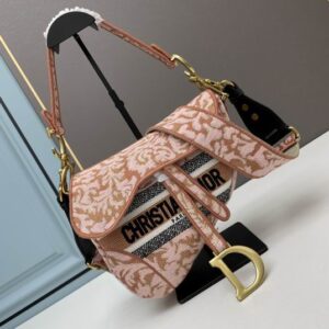 Saddle Bag Metallic Pink Dior Brocart Embroidery - DB085
