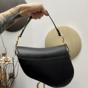 Saddle Bag With Strap Black Grained Calfskin - DB072