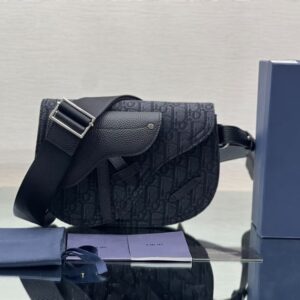 Saddle Pouch Black Dior Oblique Jacquard - DB098