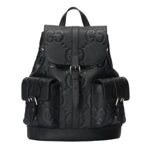 Jumbo GG Small Backpack in Black Leather - GB249