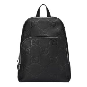 Large jumbo GG Backpack in Black Leather - GB251