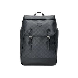 Medium Backpack with Interlocking G in Black GG Supreme - GB247